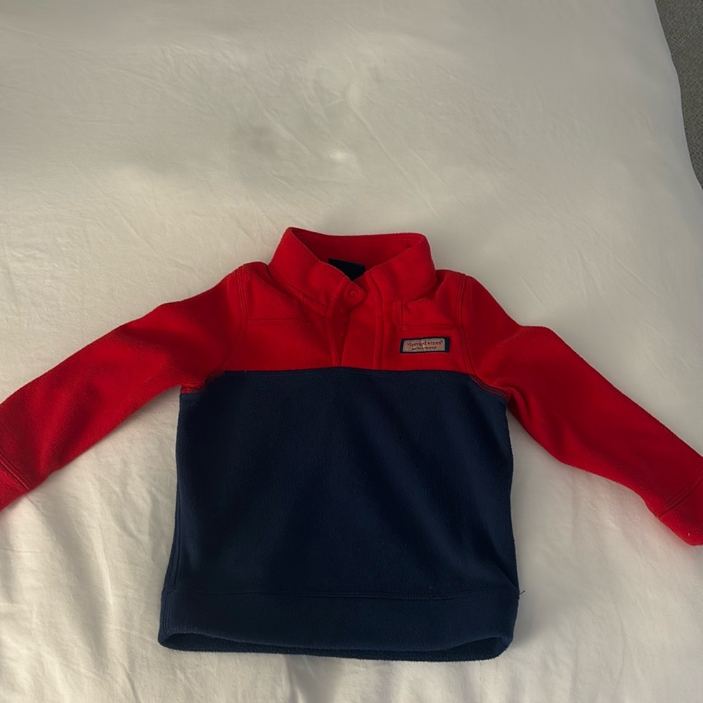 Vineyard Vines Red and Navy Kids Pullover Fleece